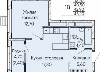 1-комнатная квартира на продажу, 42.9 м2, Екатеринбург, метро Проспект Космонавтов, проспект Космонавтов