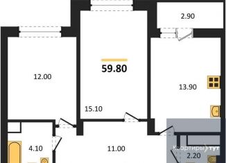 Продается двухкомнатная квартира, 59.8 м2, Воронеж, бульвар Содружества, 1