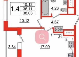 Однокомнатная квартира в аренду, 35.9 м2, Санкт-Петербург, Арцеуловская аллея, метро Комендантский проспект