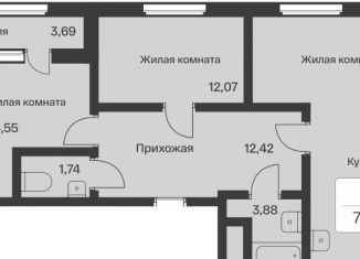 Продам 3-ком. квартиру, 73.6 м2, городской посёлок Янино-1, ЖК Янила Драйв, улица Тюльпанов, 2к1