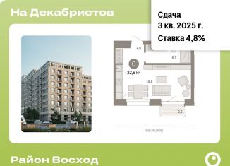 Квартира на продажу студия, 32.6 м2, Новосибирск, ЖК Квартал на Декабристов, Зыряновская улица, 53с