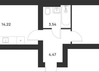 Продается 1-комнатная квартира, 39.3 м2, Тула