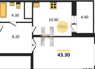 Продажа 1-ком. квартиры, 43.3 м2, Воронеж, ЖК Высота