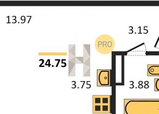 Продается квартира студия, 24.8 м2, Новосибирск, метро Берёзовая роща, улица Авиастроителей, 3/1