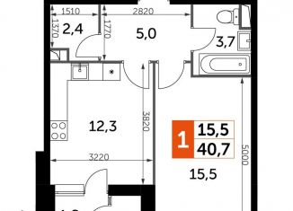 Продажа однокомнатной квартиры, 40.7 м2, Москва, метро Тушинская