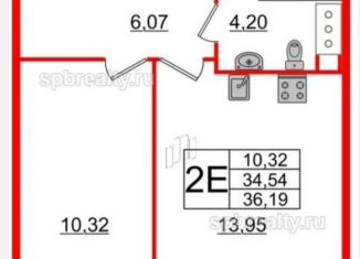 Продам 1-ком. квартиру, 36.2 м2, поселок Бугры, ЖК Энфилд