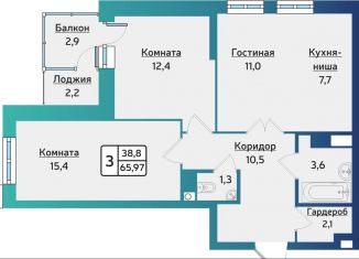 Продается 3-комнатная квартира, 66.5 м2, Ижевск, жилой комплекс Forest, 5