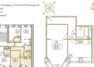 Продажа 1-комнатной квартиры, 38.3 м2, Санкт-Петербург, Большая Разночинная улица, Большая Разночинная улица, 9