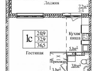 Квартира на продажу студия, 36 м2, Новосибирск, 1-я Чулымская улица, 12с, ЖК Венеция