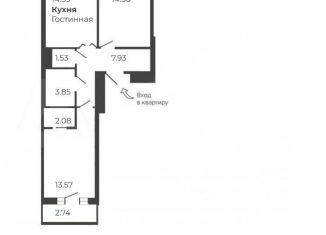 2-комнатная квартира на продажу, 60.5 м2, Санкт-Петербург, метро Электросила, Сызранская улица, 23