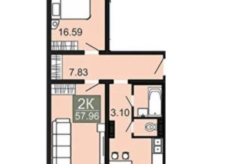 Продажа 2-комнатной квартиры, 66.8 м2, Чита