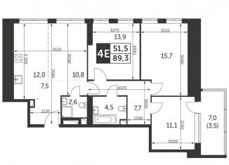 Продам четырехкомнатную квартиру, 89.3 м2, Москва, ЖК Архитектор, улица Академика Волгина, 2с2