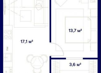 Продается однокомнатная квартира, 44.7 м2, Москва, район Ростокино, жилой комплекс Союз, к3