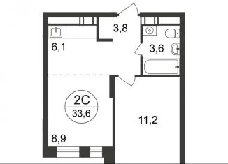 Продажа двухкомнатной квартиры, 33.6 м2, Московская область, Озёрная улица, 2