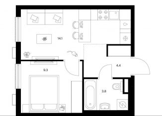 Продажа однокомнатной квартиры, 31.6 м2, Москва, район Москворечье-Сабурово, жилой комплекс Москворечье, 1.3