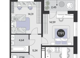 Продается 2-комнатная квартира, 64.4 м2, Омская область