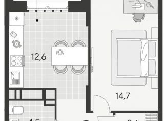 Продаю 1-ком. квартиру, 39.1 м2, Омская область