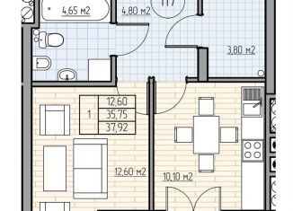 Продам 1-ком. квартиру, 37.9 м2, Калининградская область, проспект Калинина, 113А