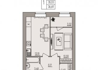 Продам 1-ком. квартиру, 36.7 м2, Волгоград, улица Землячки, 84/7