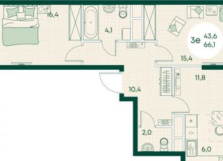 Продается трехкомнатная квартира, 66.1 м2, Адыгея