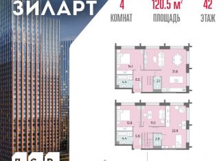 Продается 4-комнатная квартира, 120.5 м2, Москва, жилой комплекс Зиларт, 21/22, станция ЗИЛ