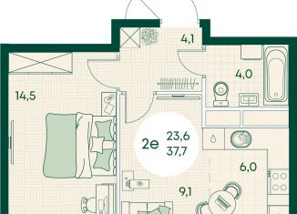 Продажа 2-комнатной квартиры, 37.7 м2, посёлок городского типа Яблоновский