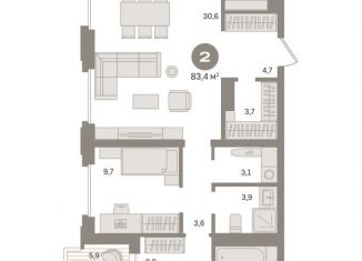 Продается двухкомнатная квартира, 84.6 м2, Москва, метро Бутырская