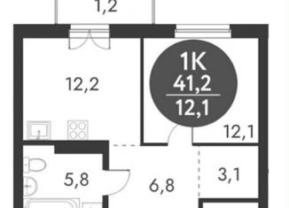 Продается 1-комнатная квартира, 41.2 м2, Новосибирск, метро Золотая Нива