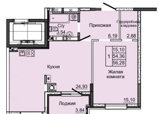 Продажа однокомнатной квартиры, 54.4 м2, коттеджный поселок Донской, посёлок Койсуг, 3