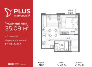 1-комнатная квартира на продажу, 35.1 м2, Санкт-Петербург