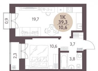 Продаю 1-ком. квартиру, 39.3 м2, Новосибирск, Октябрьский район