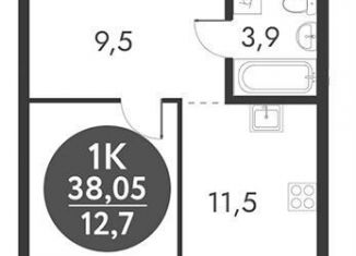 Продажа однокомнатной квартиры, 38.1 м2, Новосибирск, метро Золотая Нива