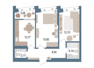 Продается двухкомнатная квартира, 55 м2, Уфа, улица Пархоменко, 156Е