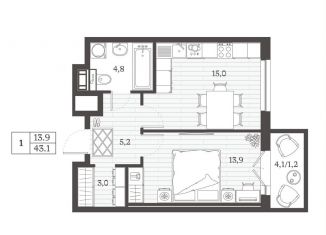 Продам 1-ком. квартиру, 43.1 м2, Дагестан