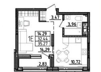 Продается 1-комнатная квартира, 35.3 м2, Пенза