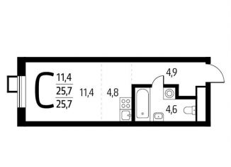 Продам квартиру студию, 25.7 м2, поселение Десёновское, микрорайон Центральный, к9/2.2