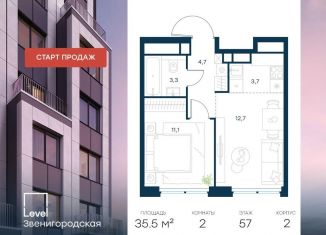 Продаю 2-ком. квартиру, 35.5 м2, Москва, СЗАО, жилой комплекс Левел Звенигородская, к2