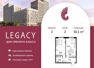 Продаю 2-комнатную квартиру, 53.1 м2, Москва