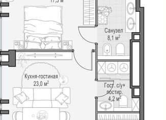 Продаю 1-ком. квартиру, 57.4 м2, Москва