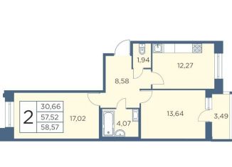 Продам 2-ком. квартиру, 58.6 м2, Санкт-Петербург, Большой Сампсониевский проспект, 70к3