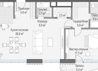 Продам 1-комнатную квартиру, 114.5 м2, Москва, метро Полянка