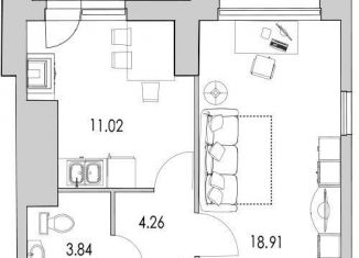 Продажа 1-ком. квартиры, 41.1 м2, Санкт-Петербург, улица Кустодиева, 7к1, муниципальный округ № 15