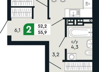 Продаю двухкомнатную квартиру, 55.9 м2, Верхняя Пышма, улица Бажова, 30А