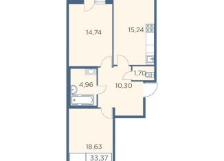 Продажа 2-комнатной квартиры, 66.6 м2, Санкт-Петербург, улица Александра Матросова, 8к3