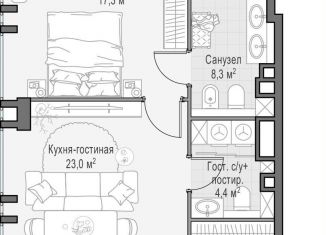 Продам однокомнатную квартиру, 57.8 м2, Москва, метро Улица 1905 года