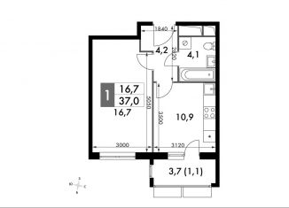 Продается 1-комнатная квартира, 37 м2, Московская область, Римский проезд, 13