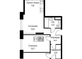 Продам 2-ком. квартиру, 61.6 м2, Москва, улица Намёткина, 10Д, метро Калужская