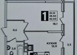 Продаю 1-ком. квартиру, 38.5 м2, Новороссийск, улица Котанова, ЖК Арена