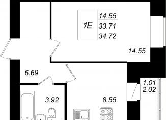 Однокомнатная квартира на продажу, 34.7 м2, село Осиново, жилой комплекс Радужный-2, с8