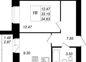 Продам 1-комнатную квартиру, 34.6 м2, село Осиново, улица Гайсина, 2Б, ЖК Радужный